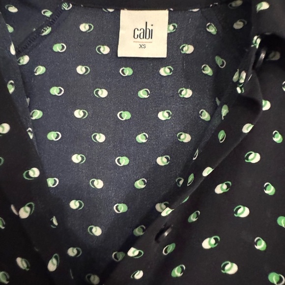 CAbi Dark Blue and Green Patterned Blouse - Picture 4 of 4
